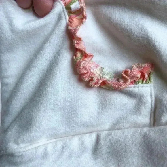 Greendog Girls 18M White Zip-Up Short-Sleeved Ruffle Hoodie w/Butterfly Applique - Picture 9 of 9